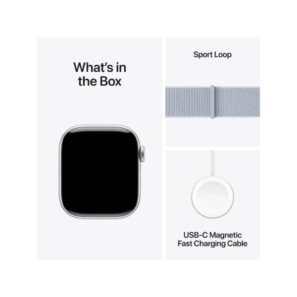 Apple Watch Series 10 42mm Silver Aluminium Case with Blue Cloud Sport Loop