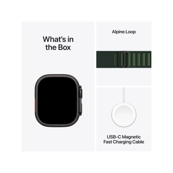 Apple Watch Ultra 2 Black Titanium Case With Dark Green Alpine Loop